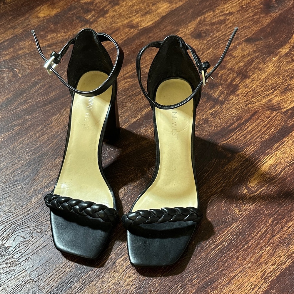 Nine West Black Braided Strap Heels